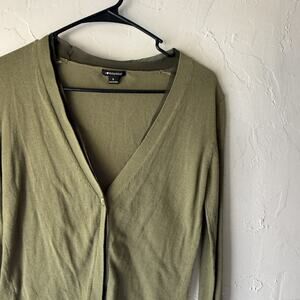 I Heart Ronson Y2k Fairy Cardigan Sweater Small Button Front Olive Green Knit